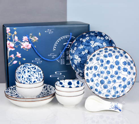 CD古风食器-16头-6碗6勺4盘-青花韵
