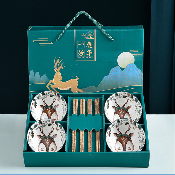 SZM一鹿芳华4碗4筷套装